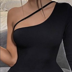 Solid One Shoulder Bodysuit